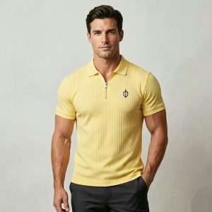 Lemon Yellow Zip Up Polo